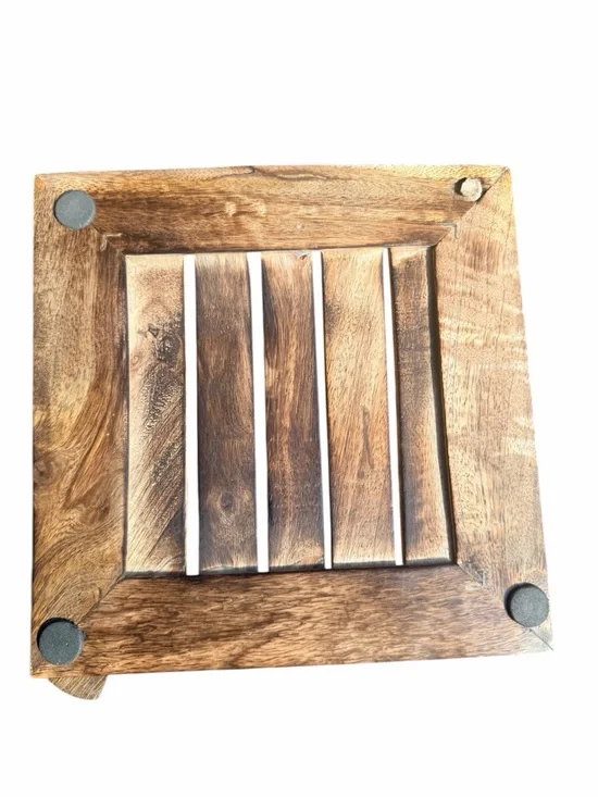 Carved Wooden Napkin Holder Fish Design 8x8 – Rustic Kitchen Organizer - Picture 3 of 6